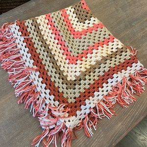 Hand Knitted Shawl / Blanket / Throw fall colors